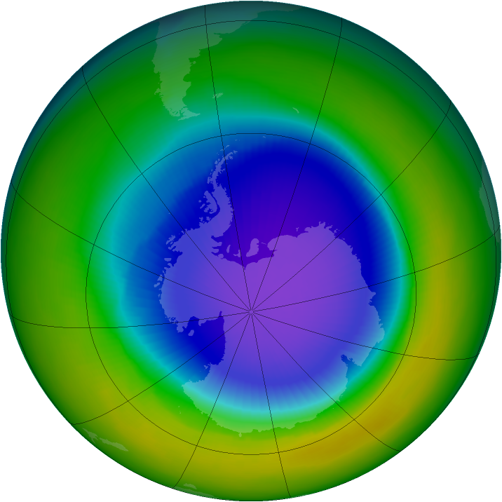 Antarctic ozone map for October 1994